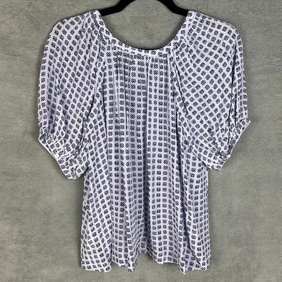 Madewell Top Womens Medium Purple Puff Sleeve Loose Button Front Preppy Whimsy - Picture 6 of 12